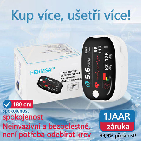 【OFFICIÁLNÍ OBCHOD】💥HERMSA Vysoce přesný multifunkční neinvazivní zdravotnický přístroj (pro monitorování hladiny cukru v krvi, kyslíku v krvi a krevního tlaku) [99,9% přesnost].🌿🌿